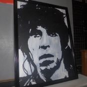An oil on canvas of ''Keith Richards'' in ebonised frame