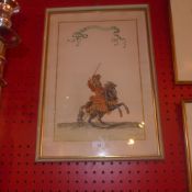 A C19th hand coloured Austrian print heightened in gilt 'Marechal de Camp Romain' glazed and framed