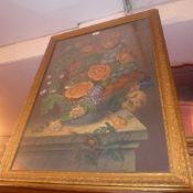 A C19th watercolour still life study of flowers glazed and in gilt frame
