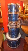 A 1960's Sonor drum kit complete with bass drum, toms, snare and stands including hi hat (no