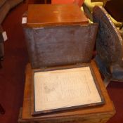 A C19th oak box with a collection of various book plates from Atlases and another oak box (2)