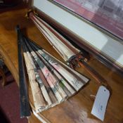 An old Chinese parasol and a similar fan