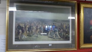 A colour print titled ''The golfers'' framed and glazed