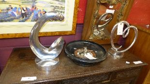 Two modernist design chromium sculpture