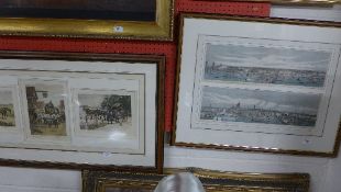 A pair of coloured engravings ''Waterloo bridge and Southwark bridge'' in single mount and three