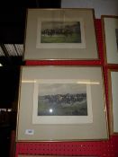 A pair of George Wright colour prints racing studies ''Rounding the bend'' and ''A close finish''