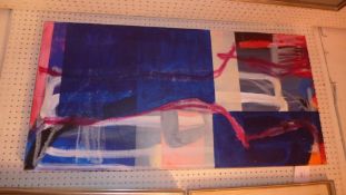 A contemporary unframed abstract oil on canvas by German artist Tobias Vitter Baralous dated 2002