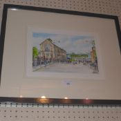 A contemporary watercolour 'Weekend at Camden Lock' by Martin Baker signed
