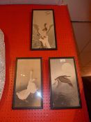 Three Japanese Okara Koson hand coloured woodblock prints published by Daikokuga and Kokkeido of
