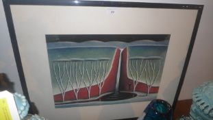 A surrealist pastel study by Grizelda Holderness signed and dated 81 purchased from the Jill