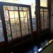 A pair of painted and stained panel doors