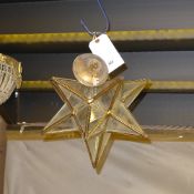 A star form brass and glass ceiling light