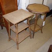 Two bamboo etageres