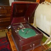 A bygone HMV wooden cased gramophone