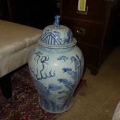 A pair of bulbous form Chinese style planters (a/f)