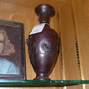 A C19th Japanese vase with exotic bird relief