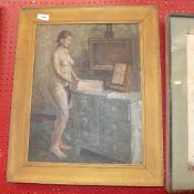An oil on canvas nude study