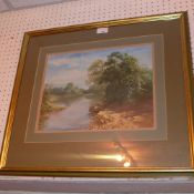 An oil on board river landscape signed bottom right glazed and framed