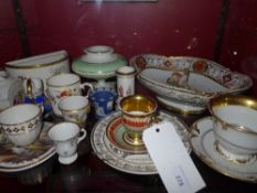 A collection of mainly C19th porcelain including a C1810-20 Staffordshire hand painted landscape