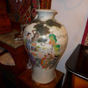 A pair of chinese vases of large size decorated with social scene pictorial reserves