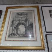 A C19th engraving ' Arco di Druso ' by Rossini glazed and framed