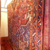 A fine South West Persian Qashgai rug 257 x 156 cm central pendant medallion on a terracotta field