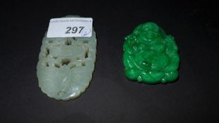 Two Chinese jade carved pendants