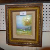 An enamel on copper impressionist style brightly coloured landscape by Charles Parthesius signed