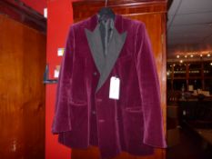 A Gents Harrods double breasted burgandy velvet smoker's jacket
