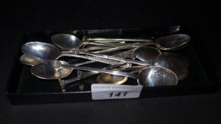 A set of six hallmarked silver teaspoons and a quantity of other tea and coffee spoons