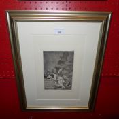 A Francisco Goya print after an engraving 'The Sleep of Reason Produces Demons' glazed and framed