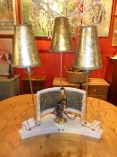 A 1950's American Moss designer desk lamp made from Lucite and having three shades