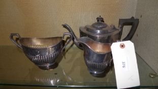 A three piece silver plated tea service