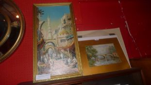 Four unframed watercolours and pencil studies of landscape scenes some signed together with an