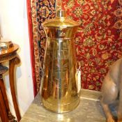 A pair of Skidmore and Sons brass milk churns with incised detail