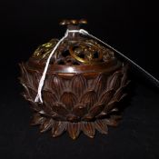 A chinese bronze and parcel gilt incense burner