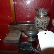 A Continental 800 silver repoussage decorated vase together with a 900 silver cigarette case an