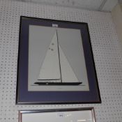 A signed print of the Ian Howlett designed yacht Lionheart K-18 the 1980 UK entry to the America`s