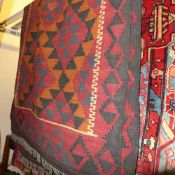 A Persian hand knotted Kelim runner with geometric decoration