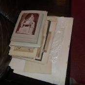 A mixed lot of unframed studies including charcoal, engravings and prints