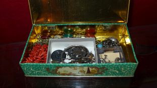 A collection of jewellery including silver bracelet inset semi precious stones a turquoise inset