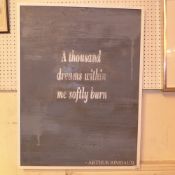 An oil on canvas textured surface with a quote from Rimbaud