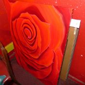 A contemporary unframed oil on canvas close up of a rose by Lisa Llyon signed