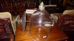 A Victorian hand blown glass dome hanging lantern