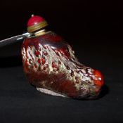 A Chinese antler snuff bottle