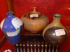 A collection of three interesting studio pottery vases with makers marks
