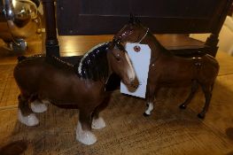 Two Beswick horses