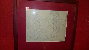 A pair of French 1940 pencil sketches, n