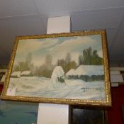 An oil on canvas of winter scene, Zygmun