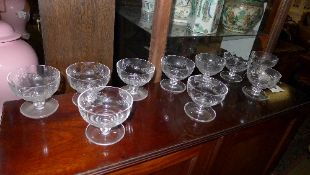 A set of ten glass sundae dishes